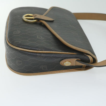 Christian Dior Vintage Honeycomb Flap Crossbody Bag Coated Canvas Black Canvas Bag ()