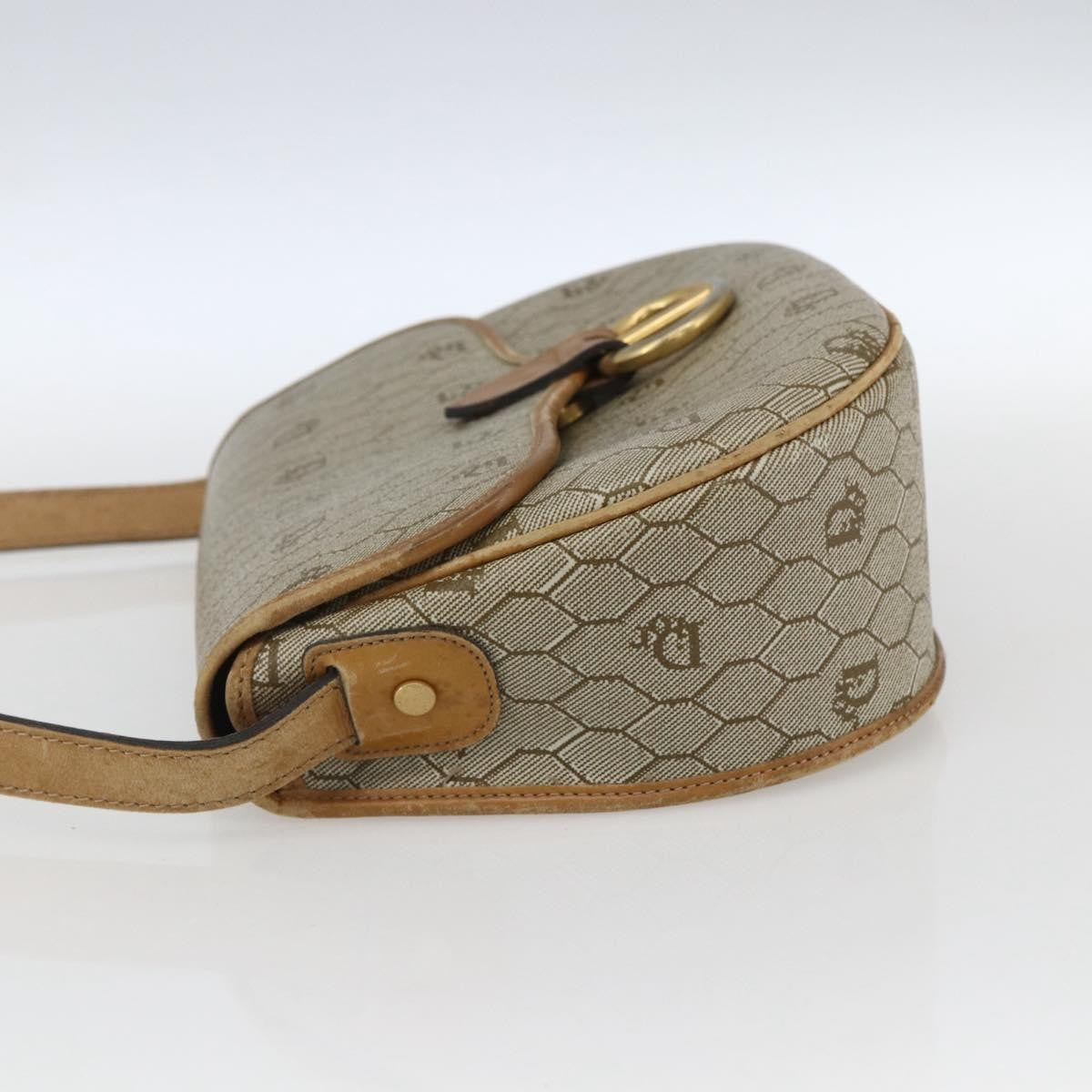 Christian Dior Vintage Honeycomb Flap Crossbody Bag Canvas And Leather Beige Canvas Shoulder Bag Bag ()