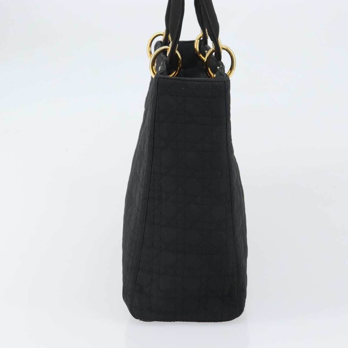 Christian Dior Vintage Lady Dior Bag Cannage Quilt Nylon Black Nylon Handbag ()