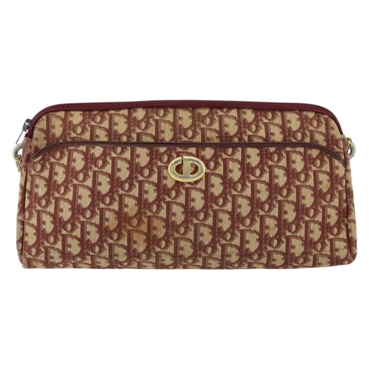 Christian Dior Vintage Cd Trotter Shoulder Bag Canvas Red Canvas Shoulder Bag Bag ()