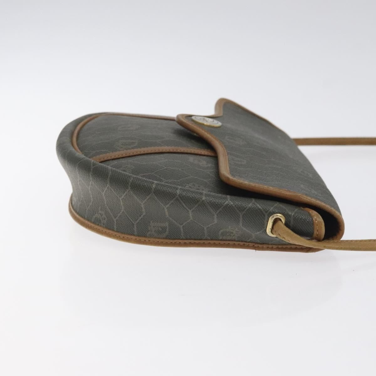 Christian Dior Vintage Honeycomb Flap Crossbody Bag Coated Canvas Gray Canvas Bag ()