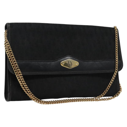 Christian Dior Vintage Chain Flap Shoulder Bag Diorissimo Canvas Black Canvas Shoulder Bag Bag ()