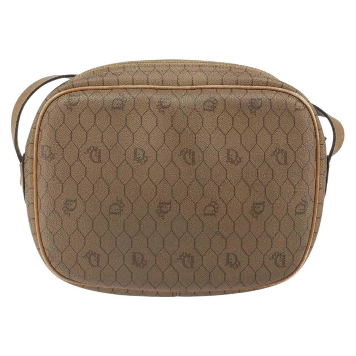 Christian Dior Vintage Honeycomb Shoulder Bag Canvas And Leather Beige Canvas Shoulder Bag Bag ()