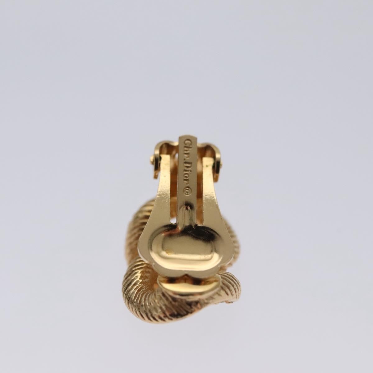 Christian Dior Vintage Chain Link Clip-On Earrings Metal With Crystals Gold Metal Earrings Jewelry ()