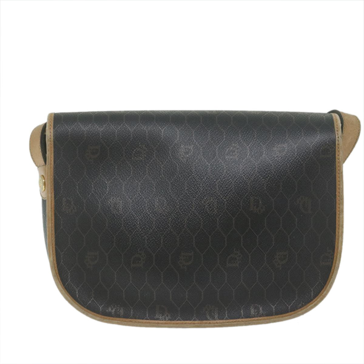 Christian Dior Vintage Honeycomb Flap Crossbody Bag Coated Canvas Black Canvas Bag ()