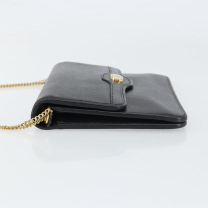 Christian Dior Vintage Cd Chain Flap Shoulder Bag Leather Black Leather Shoulder Bag Bag ()