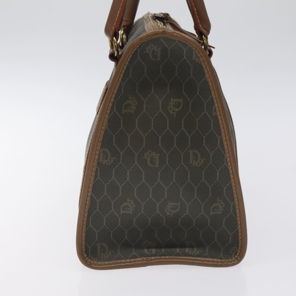 Christian Dior Vintage Honeycomb Handbag Canvas Leather Black Canvas Bag ()