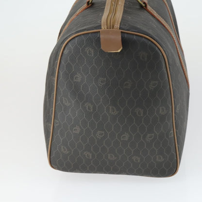 Christian Dior Vintage Honeycomb Boston Bag Canvas And Leather Black Canvas Travel Bag Bag ()