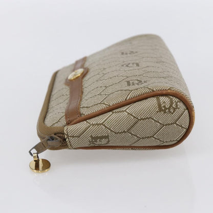 Christian Dior Vintage Honeycomb Zip Pouch Canvas And Leather Beige Canvas Clutche & Pouche Bag ()