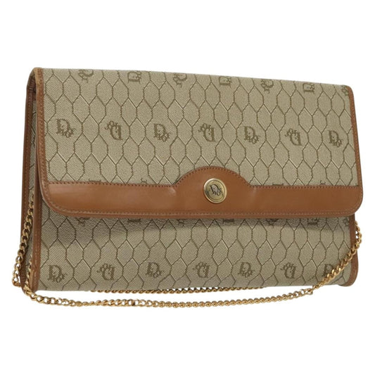 Christian Dior Vintage Honeycomb Chain Canvas Beige Canvas Bag ()