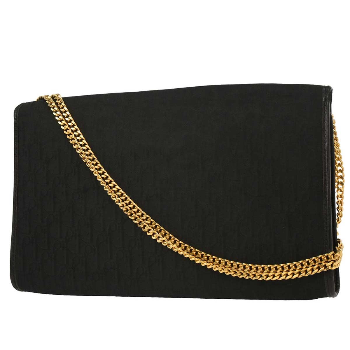 Christian Dior Vintage Chain Flap Shoulder Bag Canvas Black Canvas Shoulder Bag Bag ()