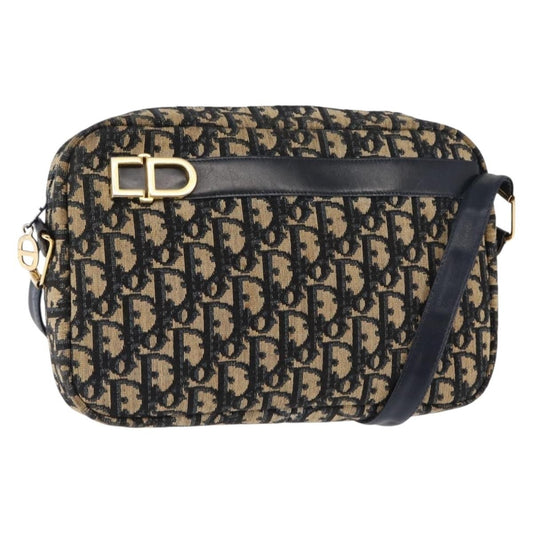 Christian Dior Vintage Trotter Crossbody Bag Diorissimo Coated Canvas Navy Canvas Shoulder Bag Bag ()