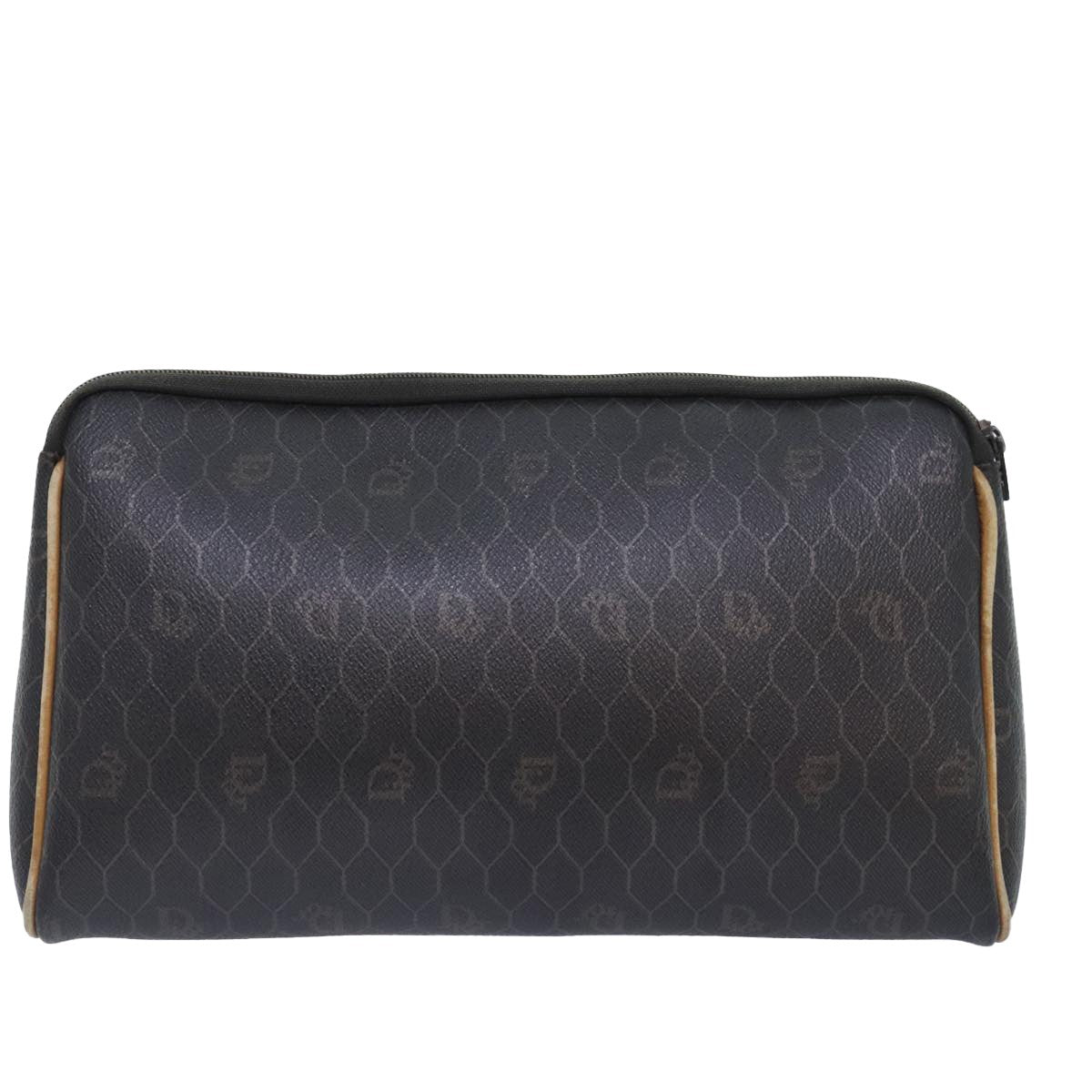 Christian Dior Vintage Honeycomb Zip Pouch Coated Canvas Black Canvas Clutche & Pouche Bag ()