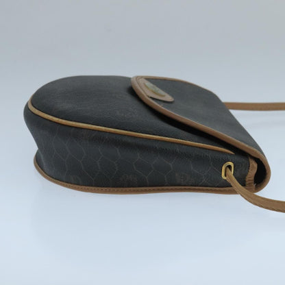 Christian Dior Vintage Honeycomb Flap Crossbody Bag Canvas And Leather Black Canvas Bag ()