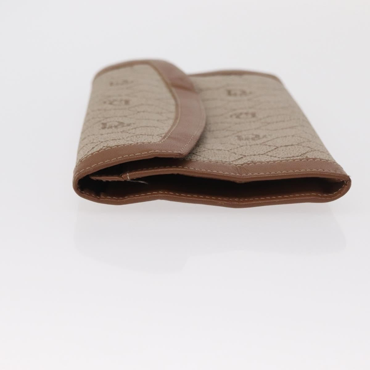Christian Dior Vintage Honeycomb Flap Wallet Coated Canvas Beige Canvas Wallets Accessory ()