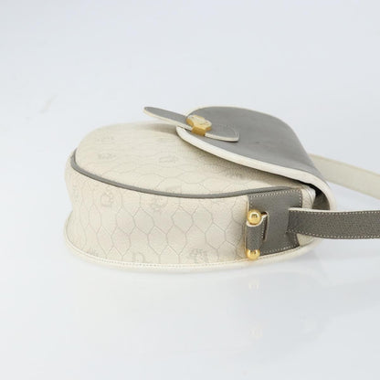 Christian Dior Vintage Honeycomb Flap Crossbody Bag Canvas And Leather White Canvas Shoulder Bag Bag ()