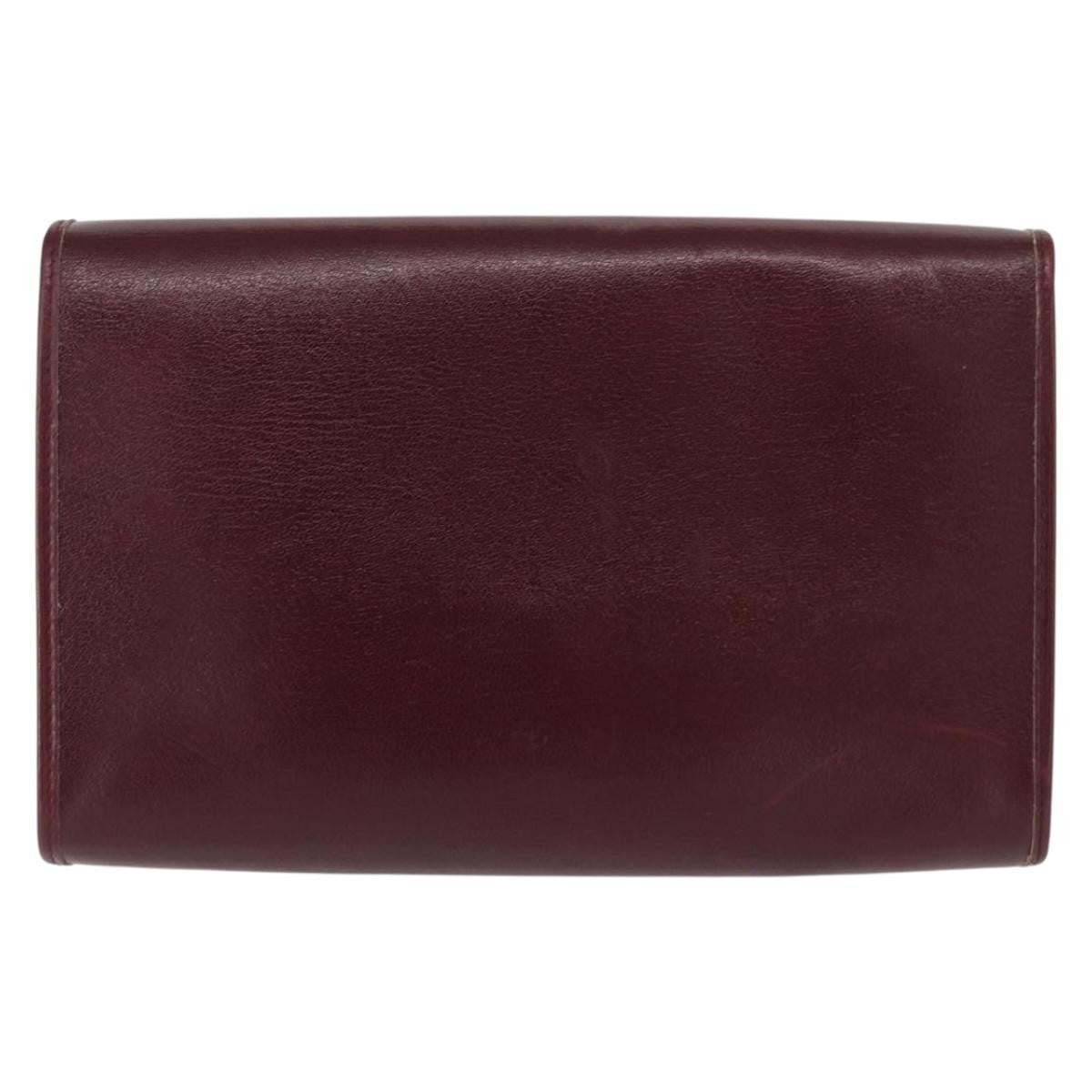 Christian Dior Vintage Chain Flap Shoulder Bag Leather Burgundy Leather Shoulder Bag Bag ()