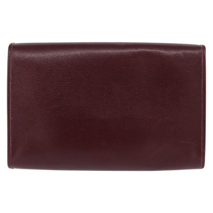 Christian Dior Vintage Chain Flap Shoulder Bag Leather Burgundy Leather Shoulder Bag Bag ()