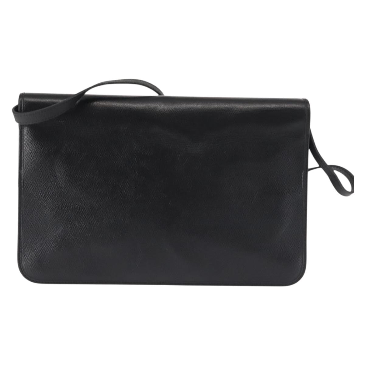 Christian Dior Vintage Full Flap Bag Leather Black Leather Shoulder Bag Bag ()