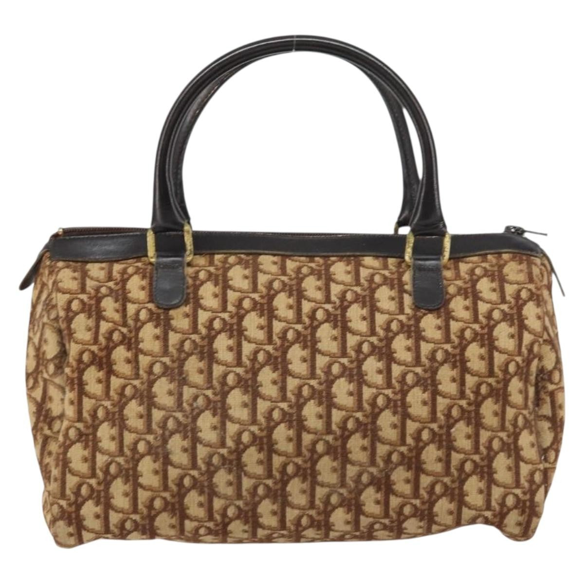 Christian Dior Vintage Cd Trotter Handbag Canvas Brown Canvas Handbag ()