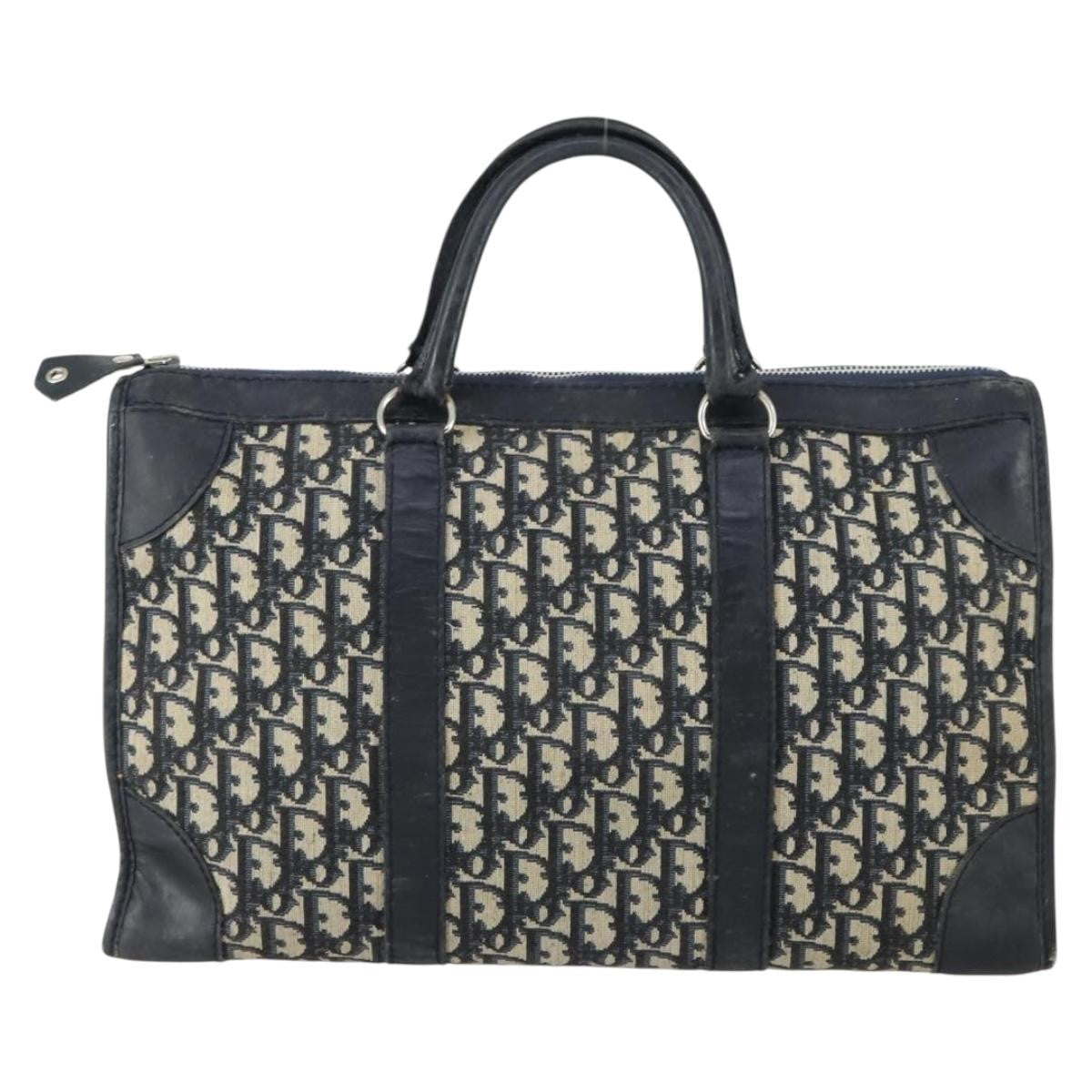 Christian Dior Vintage Trotter Boston Bag Canvas Navy Canvas Travel Bag Bag ()