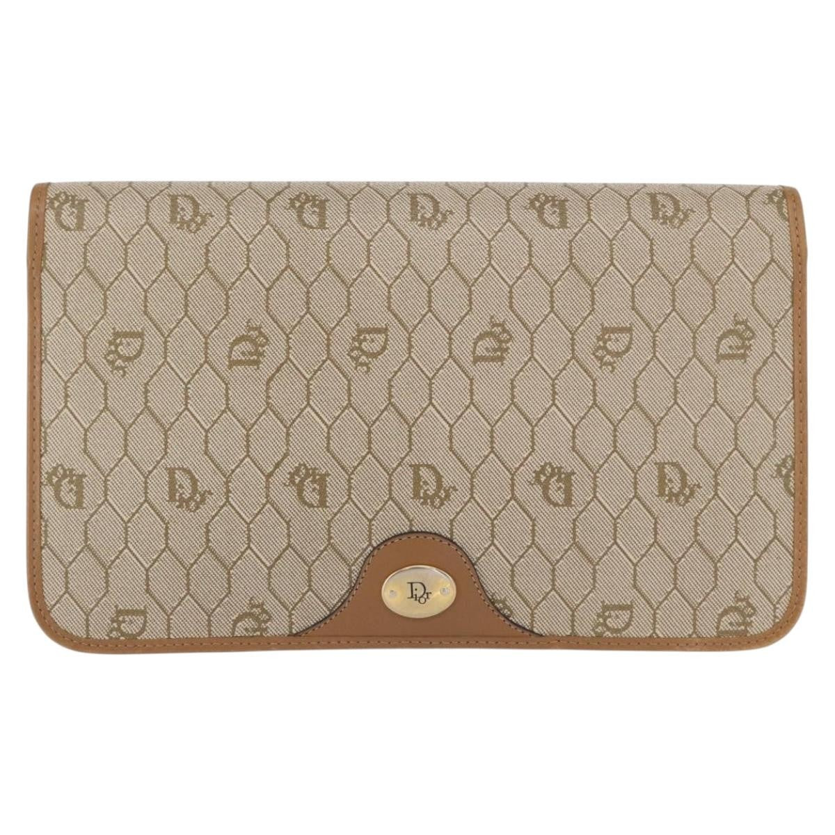 Christian Dior Vintage Honeycomb Chain Canvas Beige Canvas Shoulder Bag Bag ()