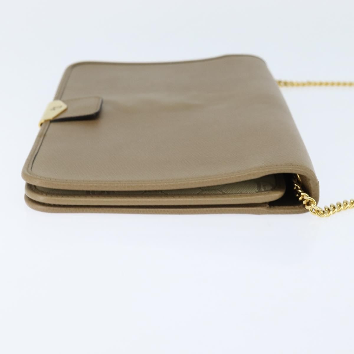 Christian Dior Vintage Chain Flap Shoulder Bag Leather Beige Leather Shoulder Bag Bag ()
