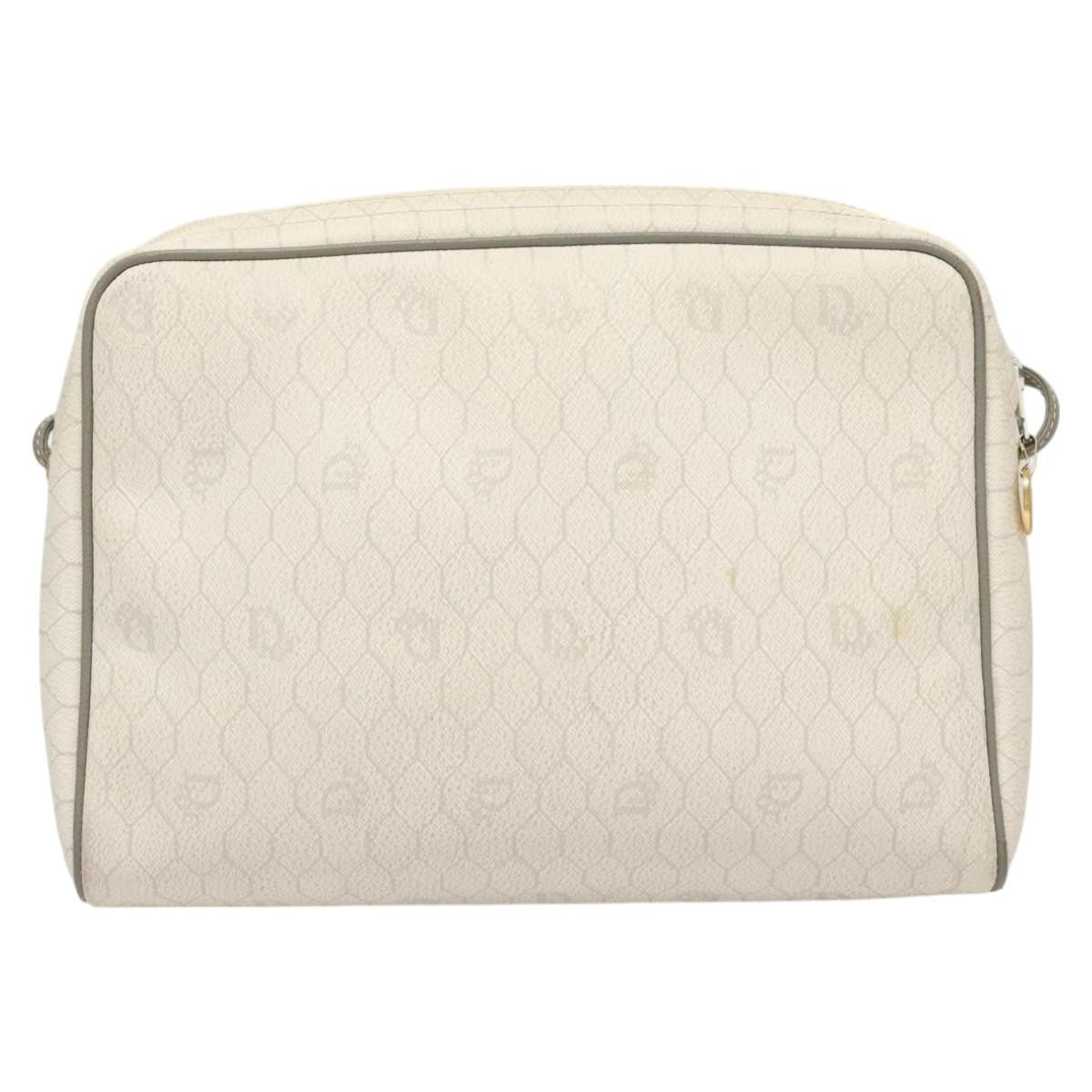 Christian Dior Vintage Honeycomb Shoulder Bag Canvas White Canvas Bag ()