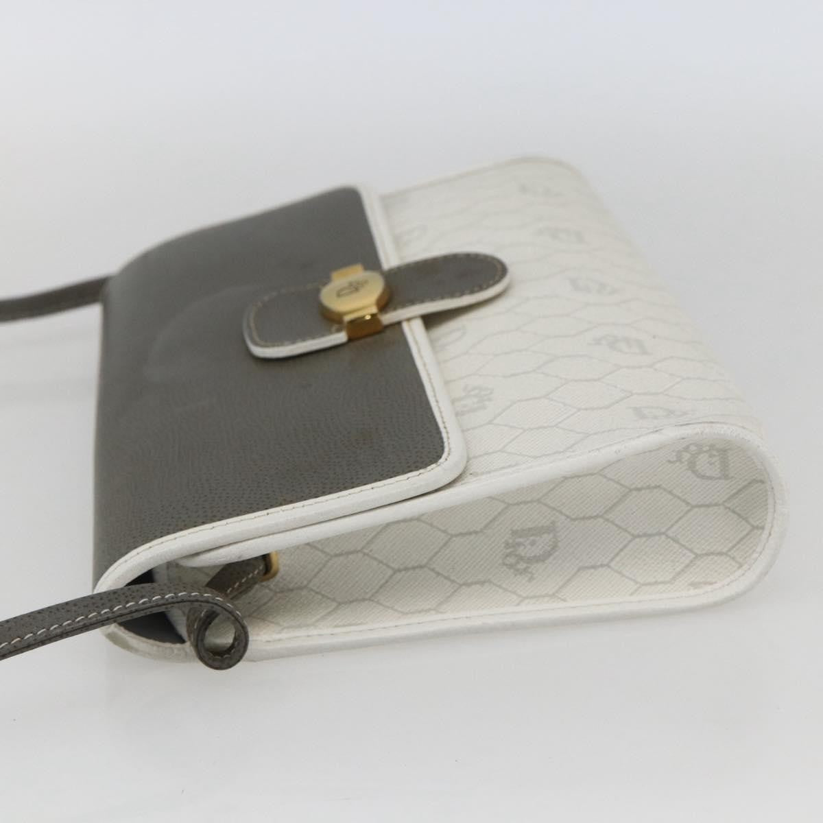 Christian Dior Vintage Honeycomb Shoulder Bag Canvas And Leather White Canvas Shoulder Bag Bag ()