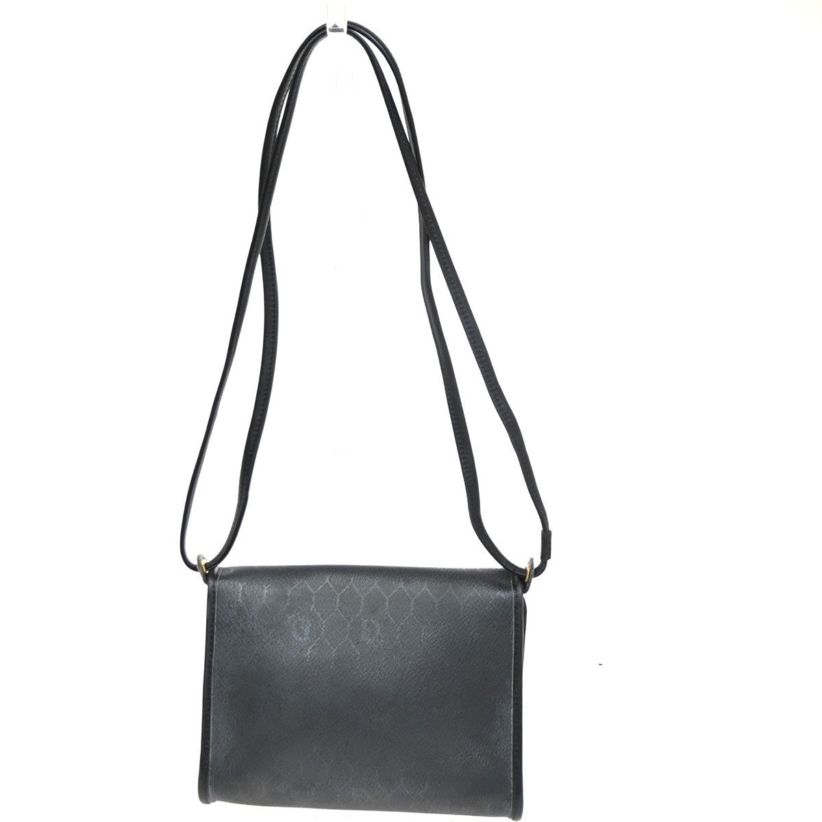 Christian Dior Vintage Honeycomb Flap Crossbody Bag Canvas And Leather Black Canvas Shoulder Bag Bag ()
