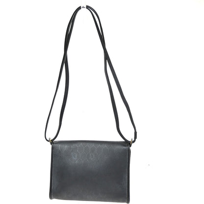 Christian Dior Vintage Honeycomb Flap Crossbody Bag Canvas And Leather Black Canvas Shoulder Bag Bag ()