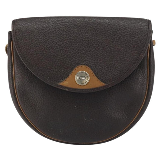 Christian Dior Vintage Cd Flap Shoulder Bag Leather Brown Leather Shoulder Bag Bag ()