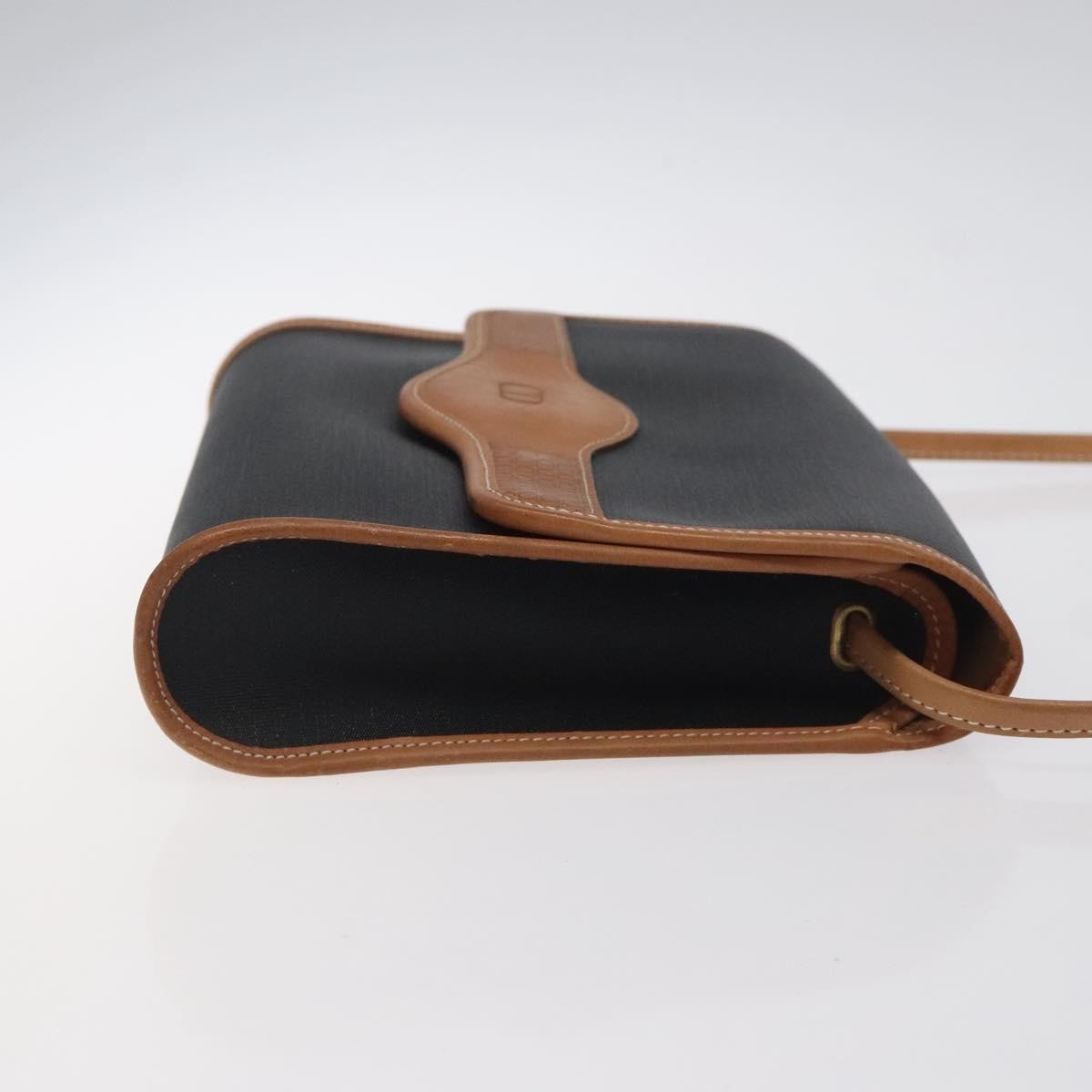 Christian Dior Vintage Flap Crossbody Bag Canvas Black Canvas Shoulder Bag Bag ()