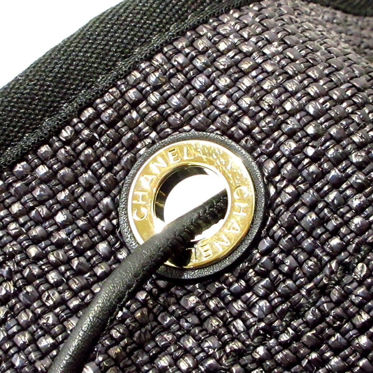 Deauville Raffia Bucket Bag Black