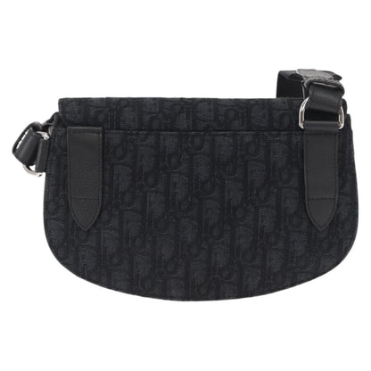 Christian Dior Saddle Messenger Pouch Oblique Canvas Black Canvas Shoulder Bag Bag ()
