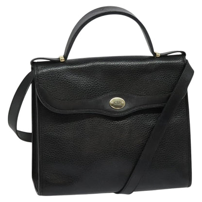 Christian Dior Vintage Cd Handbag Leather Black Leather Handbag ()