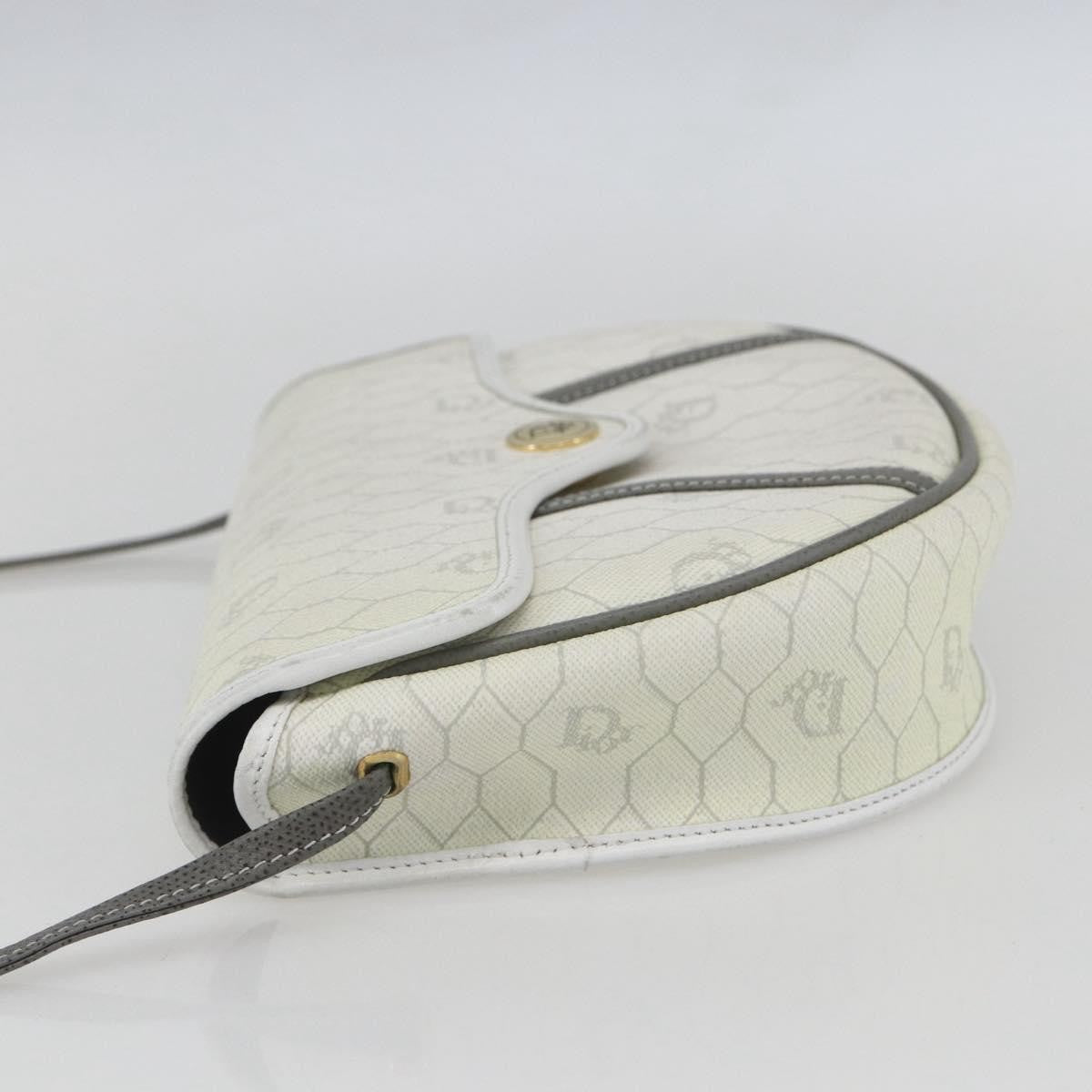 Christian Dior Vintage Honeycomb Flap Crossbody Bag Coated Canvas White Canvas Shoulder Bag Bag ()