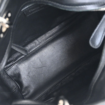 Christian Dior Vintage Lady Dior Bag Cannage Quilt Lambskin Black Leather Handbag ()