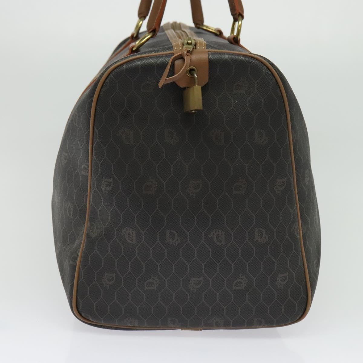 Christian Dior Vintage Honeycomb Handbag Canvas Leather Black Canvas Bag ()
