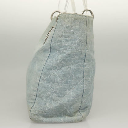 Christian Dior Vintage Lady Dior Bag Cannage Quilt Denim Blue Canvas Tote Bag Bag ()