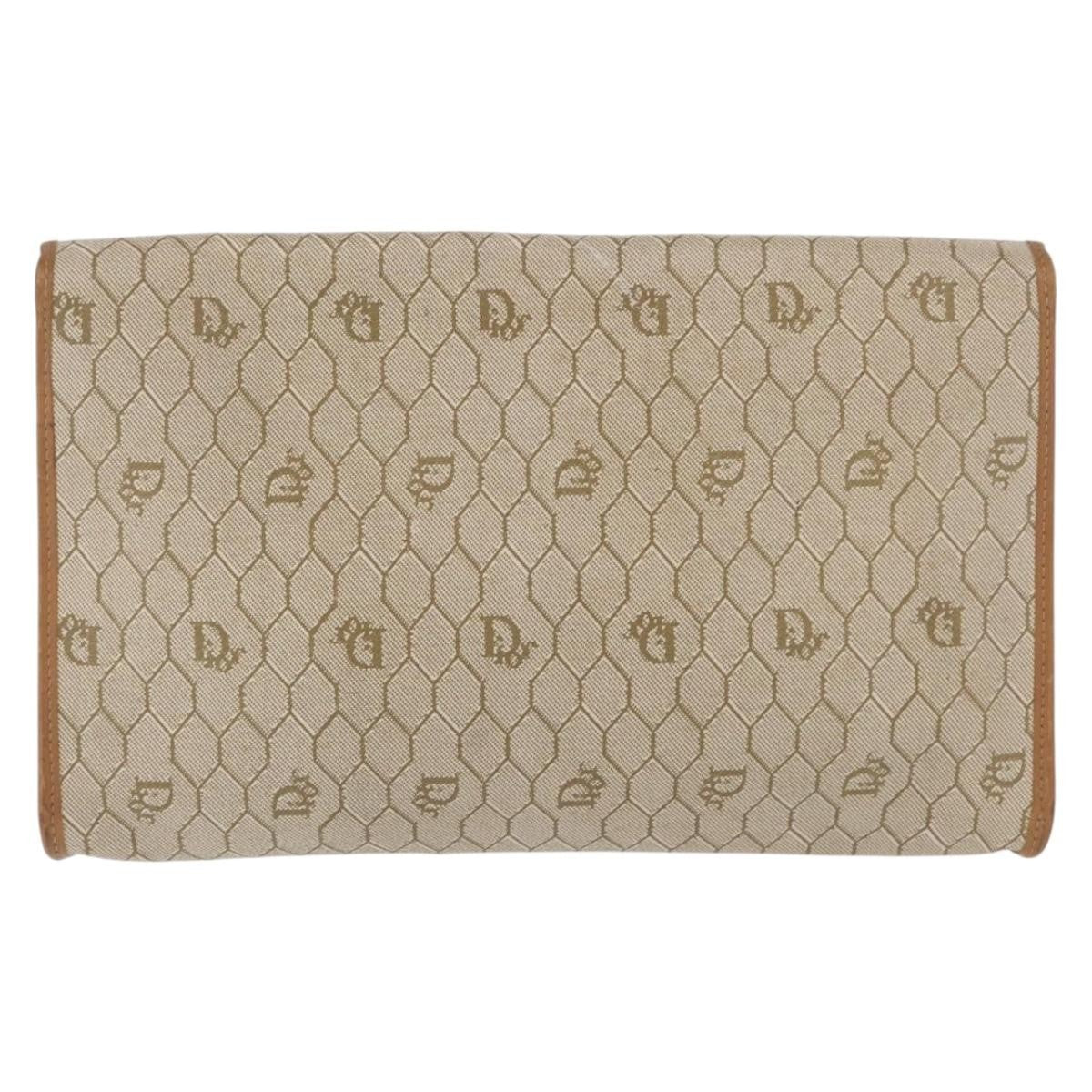 Christian Dior Vintage Honeycomb Chain Canvas Beige Canvas Shoulder Bag Bag ()