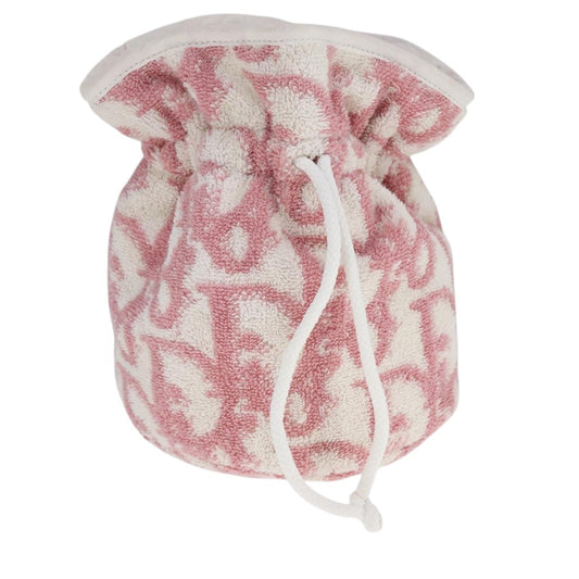 Christian Dior Vintage Trotter Pouch Pile Pink Cotton Clutche & Pouche Bag ()