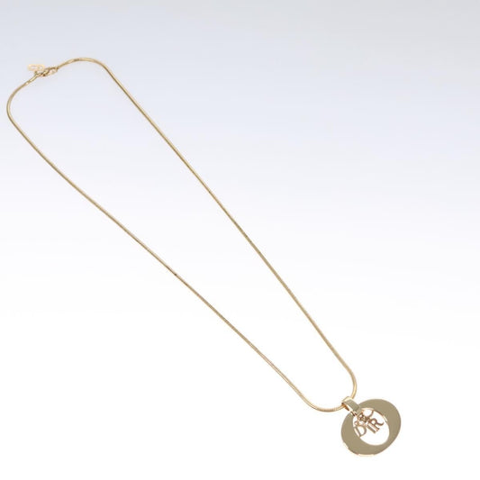 Christian Dior Logo Pendant Necklace Metal Gold Metal Necklace Jewelry ()