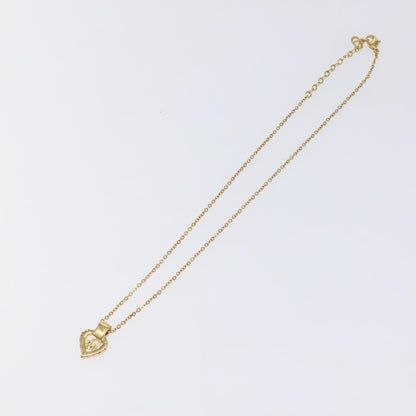 Christian Dior Logo Heart Pendant Necklace Metal Gold Metal Jewelry ()