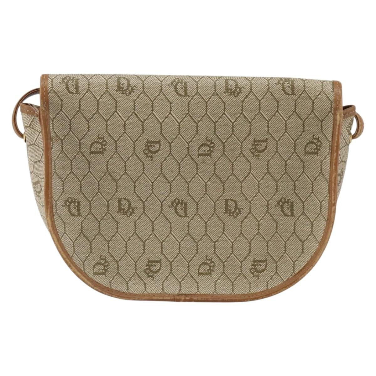 Christian Dior Vintage Honeycomb Shoulder Bag Canvas And Leather Beige Canvas Shoulder Bag Bag ()