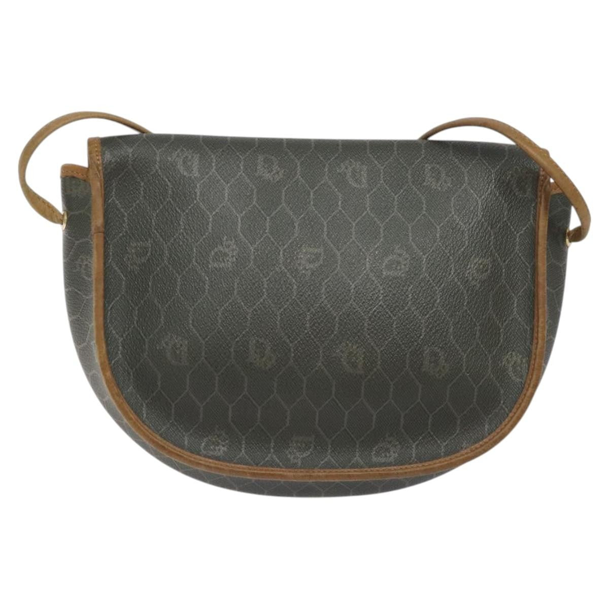 Christian Dior Vintage Honeycomb Flap Crossbody Bag Coated Canvas Gray Canvas Bag ()