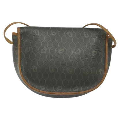 Christian Dior Vintage Honeycomb Flap Crossbody Bag Coated Canvas Gray Canvas Bag ()
