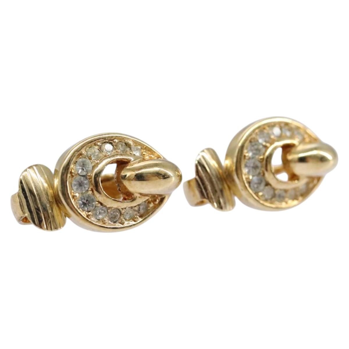 Christian Dior Vintage Clip-On Earrings Metal Gold Metal Earrings Jewelry ()
