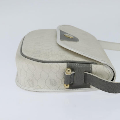 Christian Dior Vintage Honeycomb Flap Crossbody Bag Canvas And Leather White Canvas Shoulder Bag Bag ()