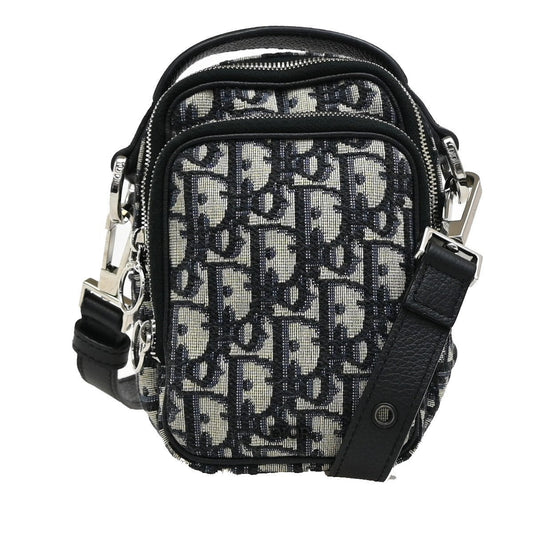 Christian Dior Zip Around Crossbody Pouch Oblique Canvas Blue Canvas Clutche & Pouche Bag ()